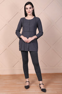 Grey Solid Acrylic Skinny Fit Tights