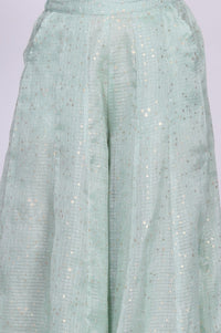 Mint Foil Printed Kota Wide Leg Flared Palazzo