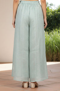 Mint Foil Printed Kota Wide Leg Flared Palazzo