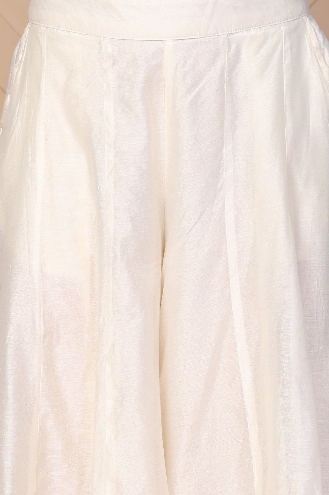 Off-White Solid Flared Skirt