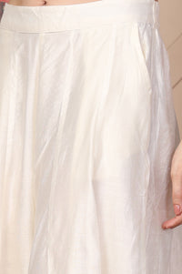 Off-White Solid Flared Skirt