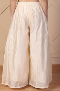 Off-White Textured Flared Skirt