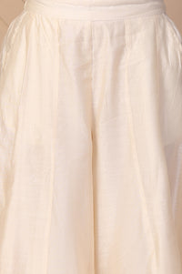 Off-White Textured Flared Skirt