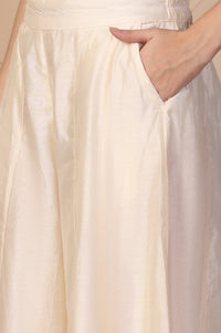 Off-White Textured Flared Skirt