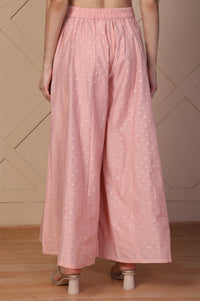 Pink Polka Dot Flared Cotton Skirt