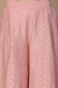Pink Polka Dot Flared Cotton Skirt