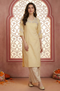 Cream Yarn Dyed Chanderi Buti Flared Cullotes