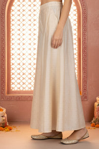 Cream Yarn Dyed Chanderi Buti Flared Cullotes