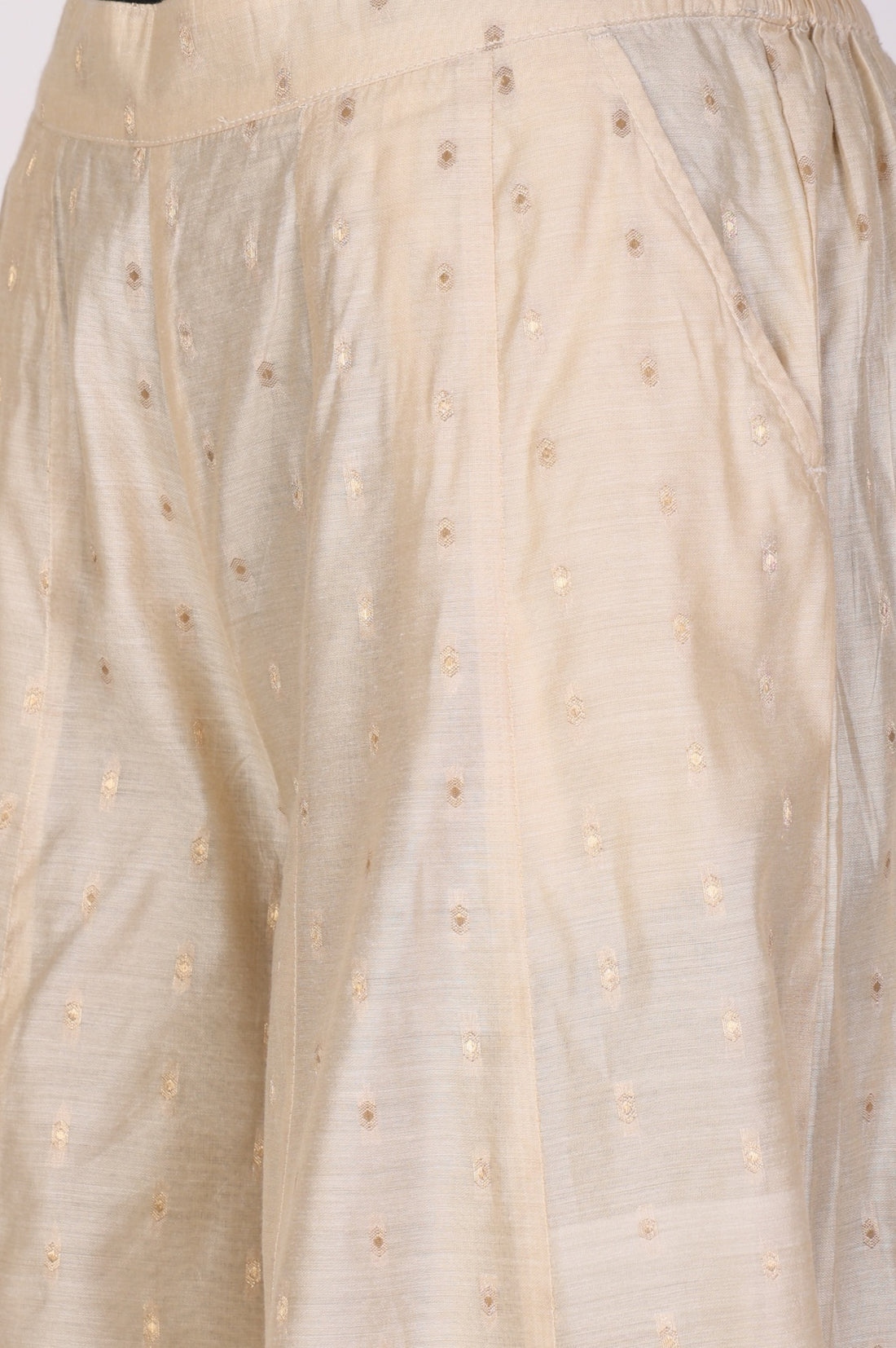 Cream Yarn Dyed Chanderi Buti Flared Cullotes
