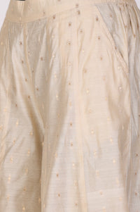 Cream Yarn Dyed Chanderi Buti Flared Cullotes