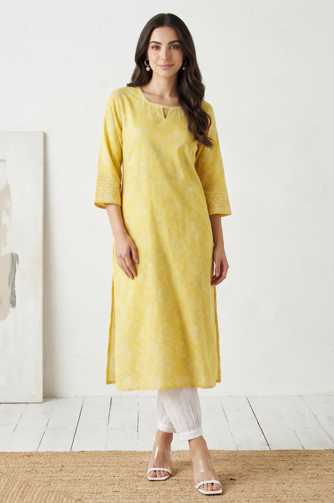 White Solid Ankle Length Rayon Harem Pants
