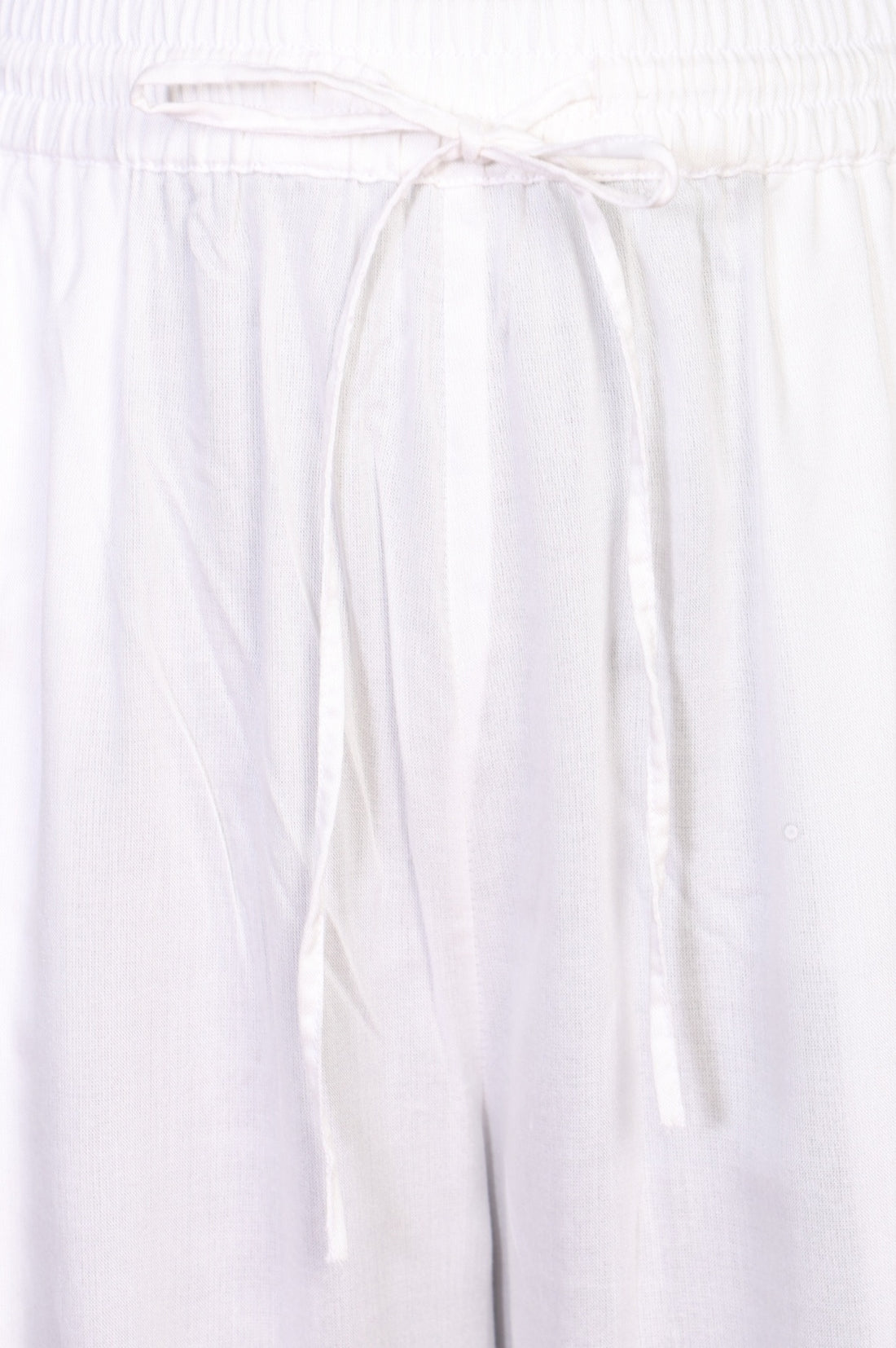 White Solid Ankle Length Rayon Harem Pants
