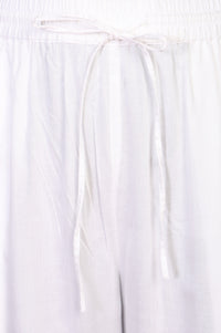 White Solid Ankle Length Rayon Harem Pants