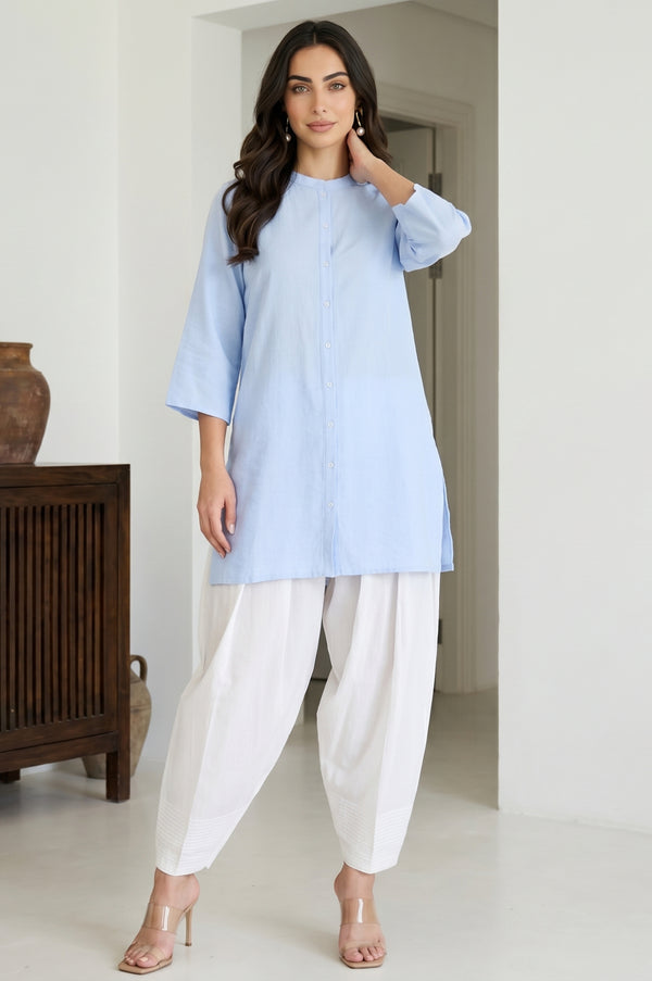 White Solid Tapered Fit Ankle Length Salwar