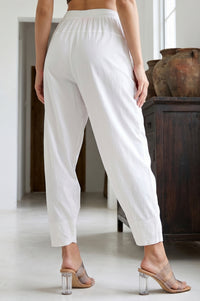 White Solid Tapered Fit Ankle Length Salwar