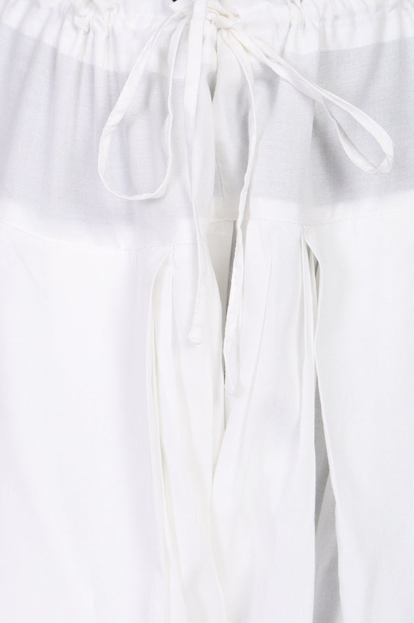 White Rayon Relaxed Fit Ankle Length Salwar with Lace