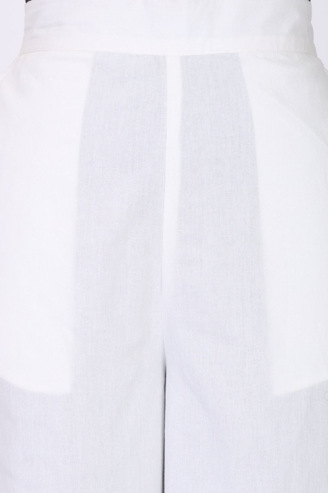 White Pure Cotton Straight Fit Palazzo with Schiffli Hemline