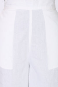 White Pure Cotton Straight Fit Palazzo with Schiffli Hemline