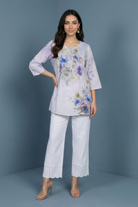 White Pure Cotton Straight Fit Palazzo with Schiffli Hemline