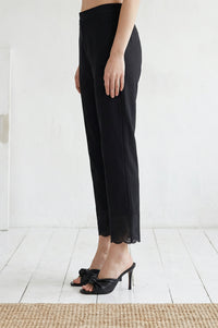 Black Schiffly Embroidered Pure Cotton Wide Leg Ankle Length Palazzo