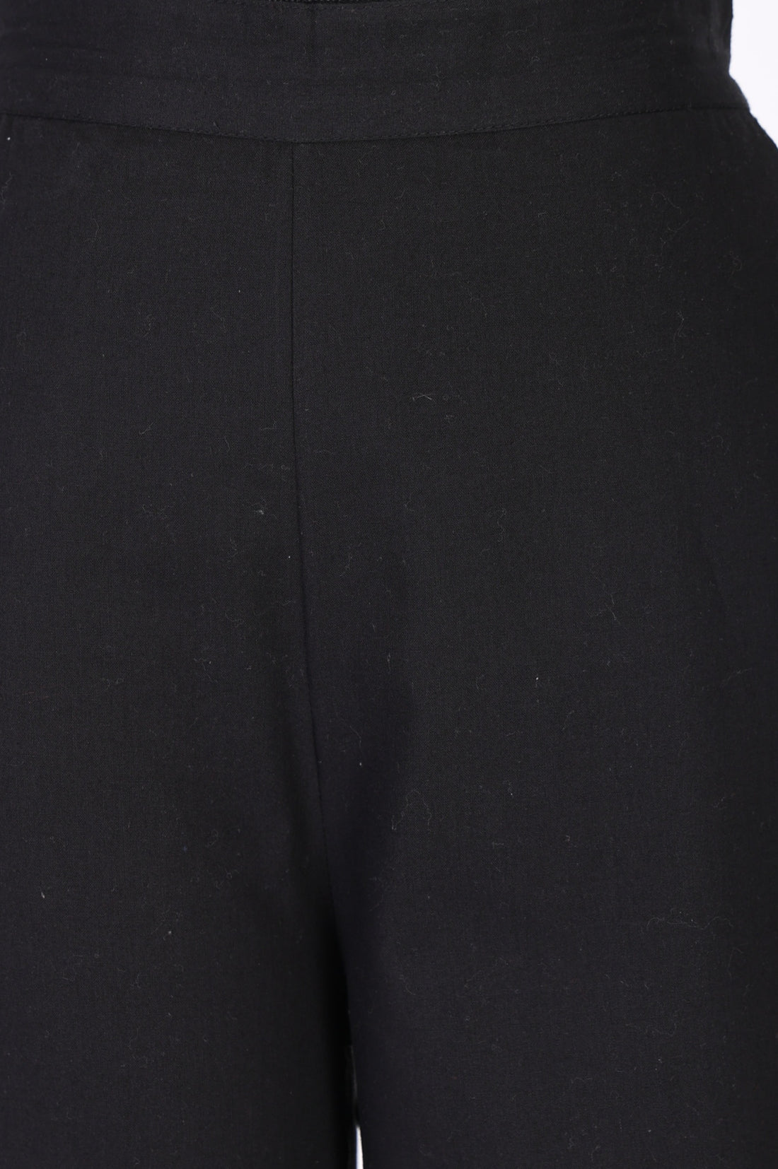 Black Schiffly Embroidered Pure Cotton Wide Leg Ankle Length Palazzo