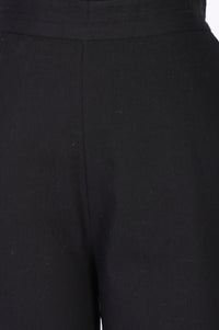 Black Schiffly Embroidered Pure Cotton Wide Leg Ankle Length Palazzo