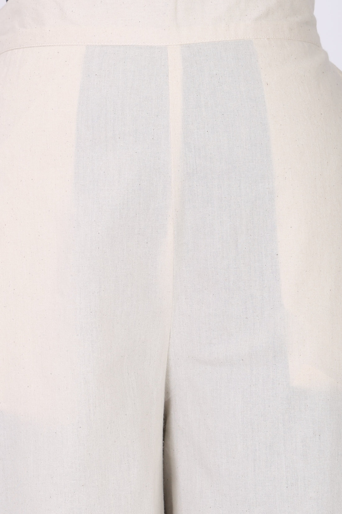 Off-White Pure Cotton Straight Fit Palazzo with Schiffli Hemline