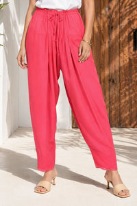 Pink Solid Rayon Relaxed Fit Ankle Length Salwar