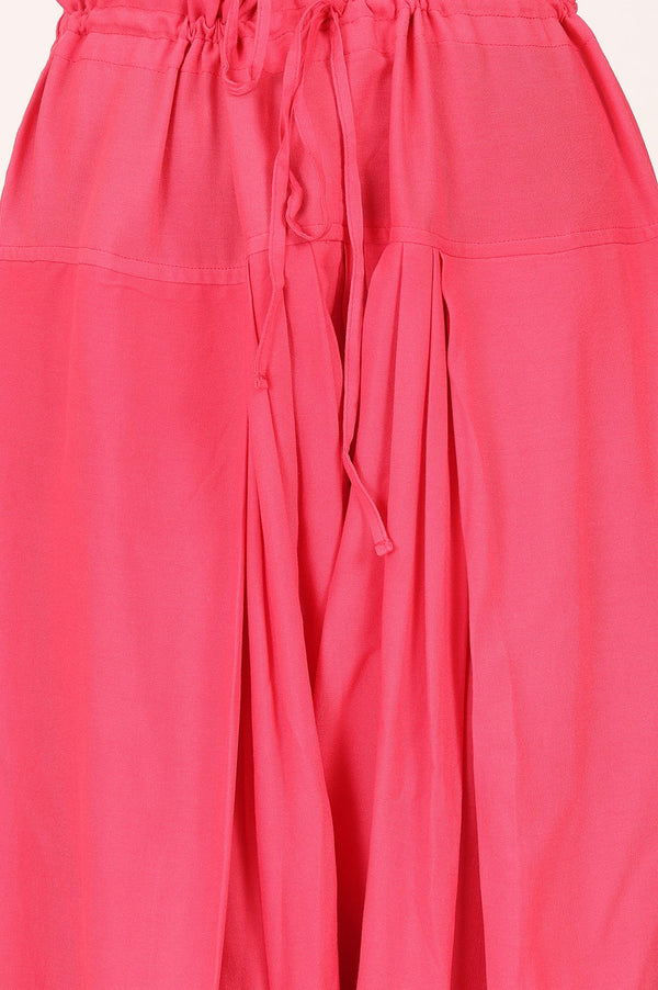 Pink Solid Rayon Relaxed Fit Ankle Length Salwar