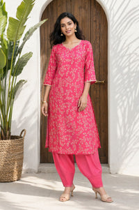 Pink Solid Rayon Relaxed Fit Ankle Length Salwar