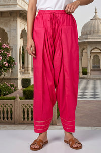 Pink Yarn Dyed Zari Relaxed Fit Patiala Salwar
