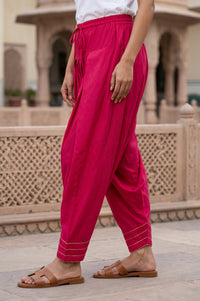 Pink Yarn Dyed Zari Relaxed Fit Patiala Salwar