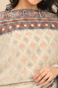 Orange and Black Abstract Printed Georgette Dupatta