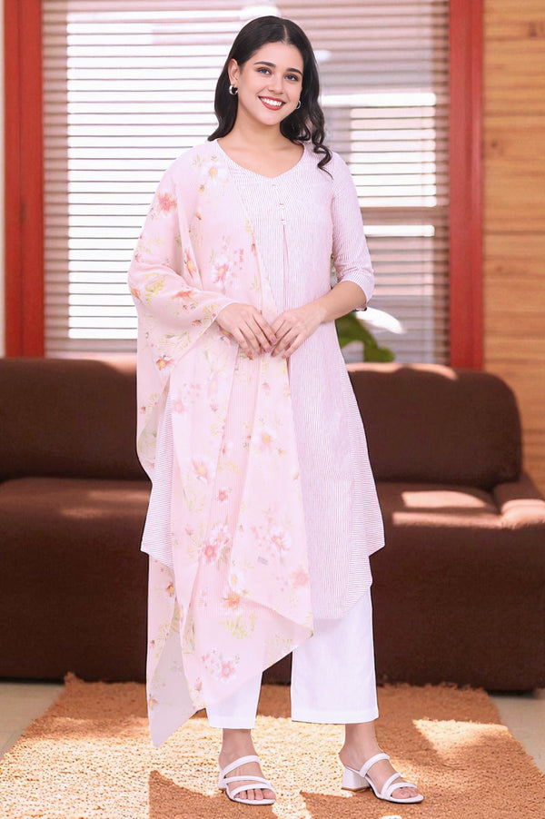 Cloud Cream Floral Printed Georgette Dupatta