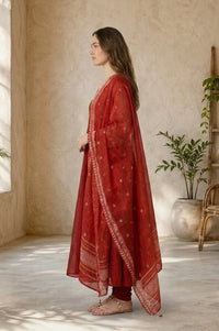 Red Ethnic Motifs Printed Georgette Dupatta