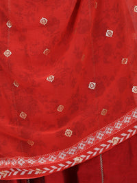 Red Ethnic Motifs Printed Georgette Dupatta