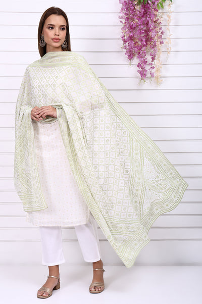 White Foil Printed Georgette Dupatta