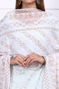 White Foil Printed Chiffon Dupatta