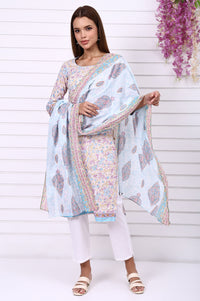 Blue Abstract Printed Pure Cotton Dupatta