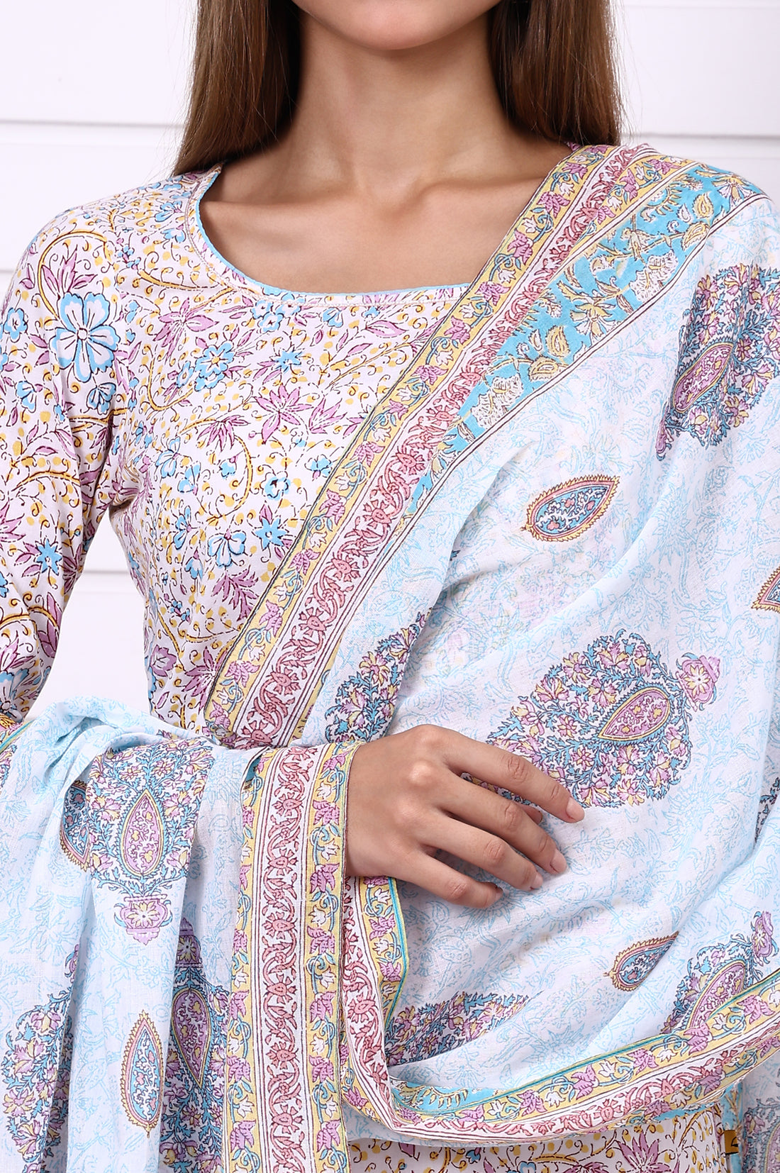 Blue Abstract Printed Pure Cotton Dupatta