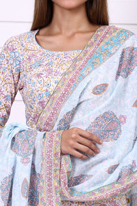 Blue Abstract Printed Pure Cotton Dupatta