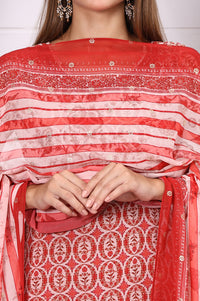 Red Printed Printed Dupatta