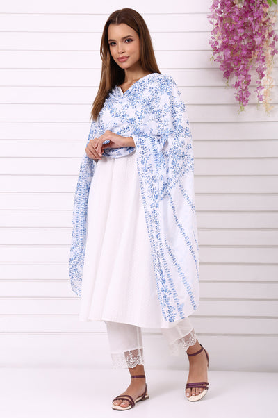 Blue Abstract Printed Pure Cotton Dupatta