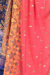 Pink Floral Foil Print Chiffon Dupatta