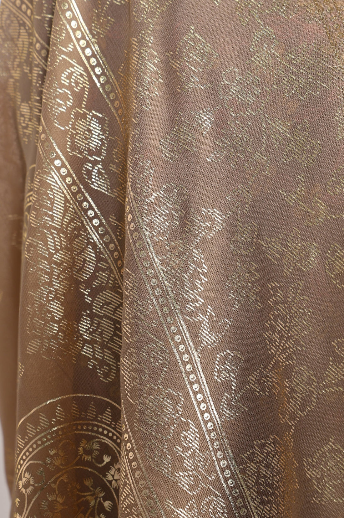 Gold Floral Foil Printed Georgette Dupatta