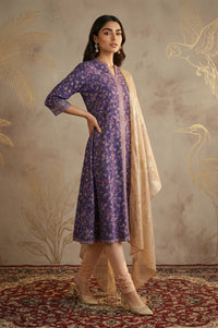 Gold Floral Foil Printed Georgette Dupatta