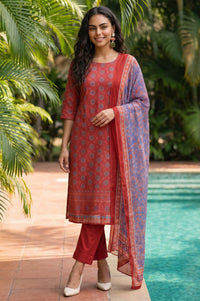 Blue Floral Printed Georgette Dupatta