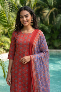Blue Floral Printed Georgette Dupatta