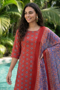 Blue Floral Printed Georgette Dupatta