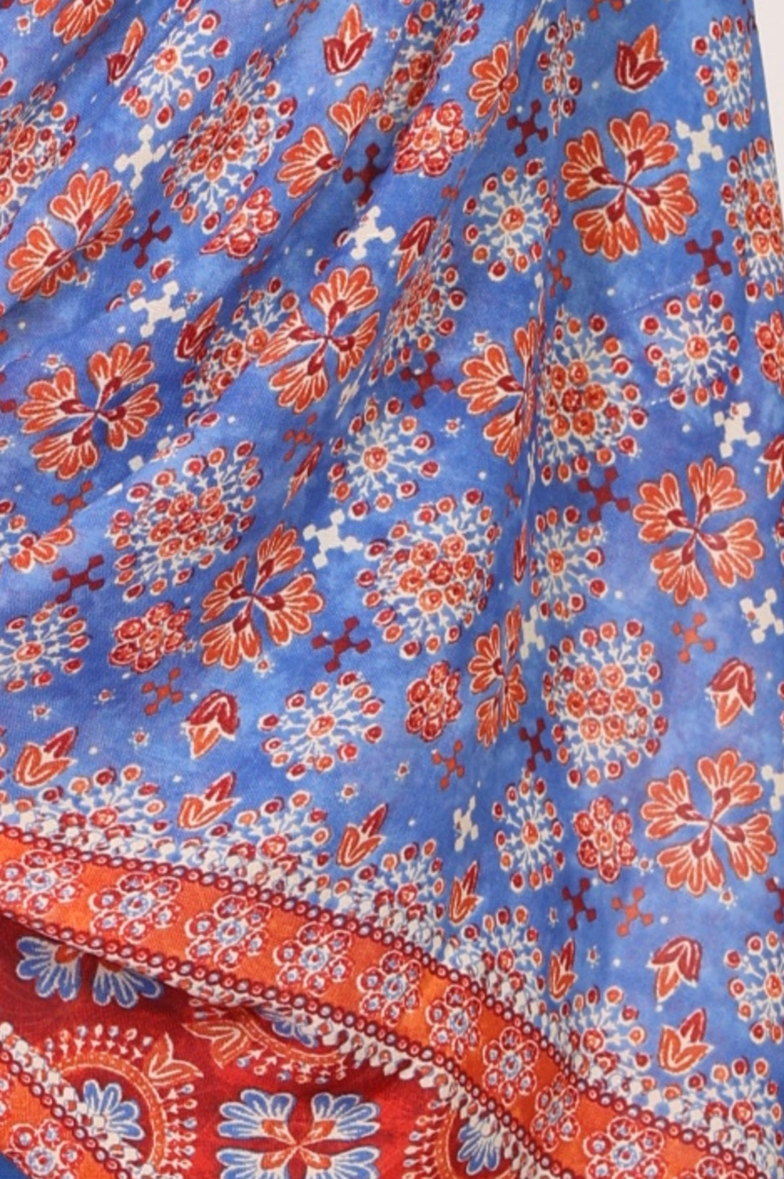 Blue Floral Printed Pure Cotton Dupatta